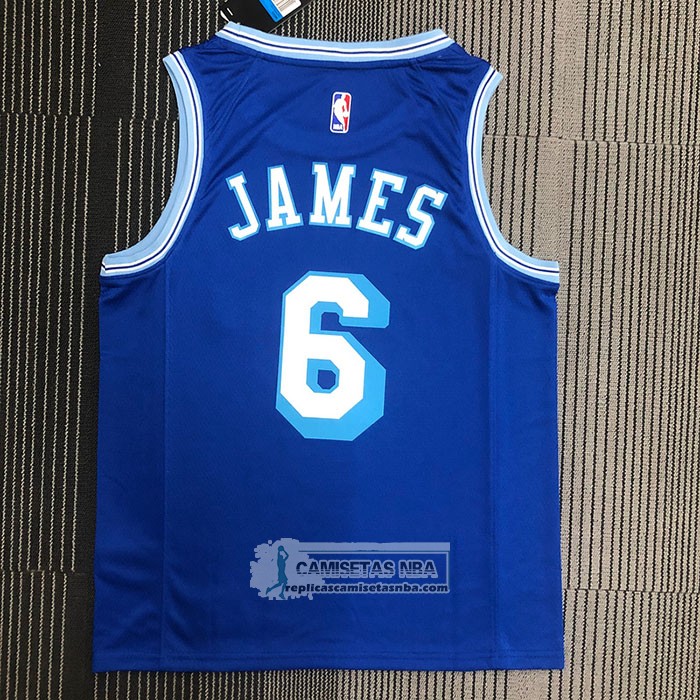 Camiseta Los Angeles Lakers LeBron James NO 6 Hardwood Classic 2021-22 Azul